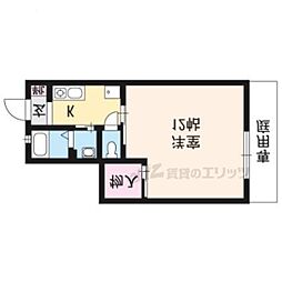 グランシード衣笠 1階1Kの間取り