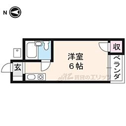 プチシャトー紫野 2階1Kの間取り