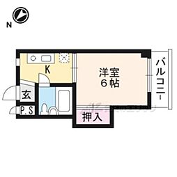 プレアール京都北山 1Kの間取図画像