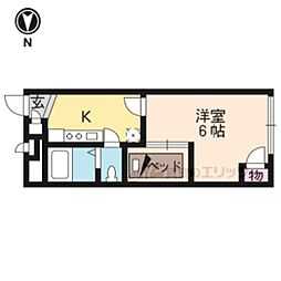 京都市営烏丸線 北大路駅 バス13分 玄琢下下車 徒歩2分の賃貸アパート 2階1Kの間取り