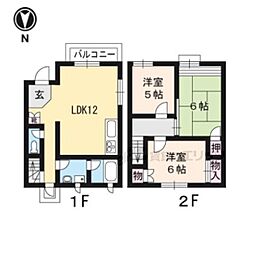京都市営烏丸線 北山駅 バス13分 千本北大路下車 徒歩9分の賃貸アパート 1階3LDKの間取り