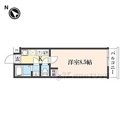 仮）フラッティ谷口園町 302 3階1Kの間取り