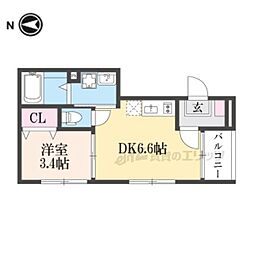 JR山陰本線 花園駅 徒歩3分の賃貸アパート 1階1DKの間取り