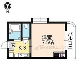 ラ・ビスタII 4階1Kの間取り