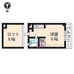 リンデンハイム 2階1Kの間取り