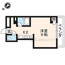 ノースビレッジ 4階1Kの間取り