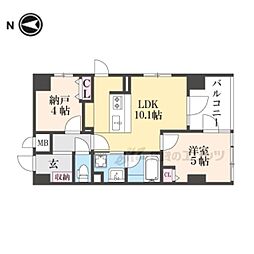 MSR京都二条城 4階1LDKの間取り