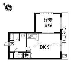 グランドールワタナベI 3階1DKの間取り