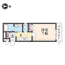 京都地下鉄東西線 太秦天神川駅 徒歩12分の賃貸アパート 2階1Kの間取り