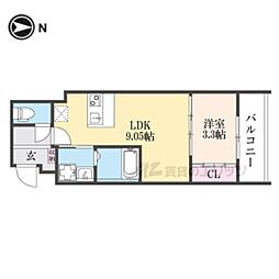 シエルコート大宮 2階1LDKの間取り