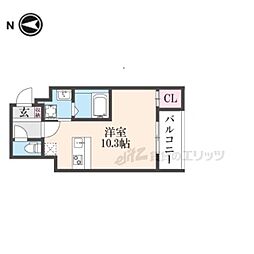 京都市営烏丸線 北大路駅 バス13分 玄琢下下車 徒歩1分の賃貸マンション 2階ワンルームの間取り