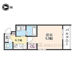 シエルコート大宮 3階1Kの間取り