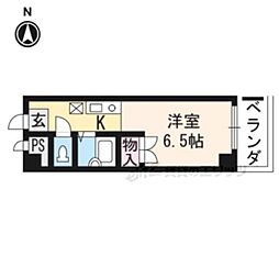 1919岡部 5階ワンルームの間取り