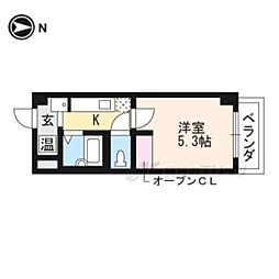 阪急京都本線 西京極駅 徒歩7分の賃貸マンション 3階1Kの間取り