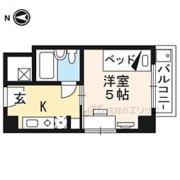 コスモリード京都今出川 5階ワンルームの間取り