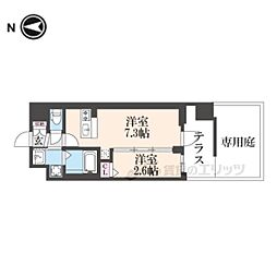 アクアプレイス京都千本丸太町 1DKの間取図画像