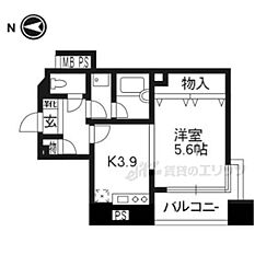 ホーユウコンフォルト二条城前 1Kの間取図画像