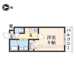 グランディール円町 1Kの間取図画像