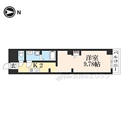 朱雀館 1Kの間取図画像