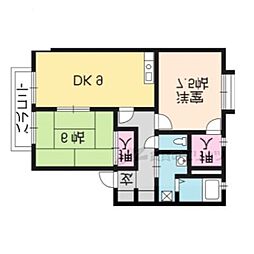 コンフォール鳴滝 2LDKの間取図画像