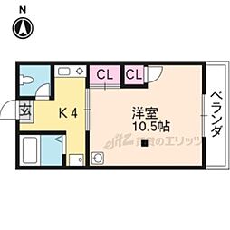 グリーンハイツ西棟 1Kの間取図画像