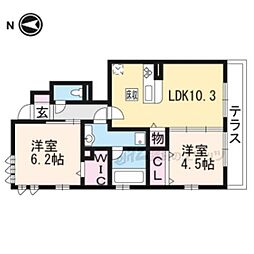 ドムール嵯峨B 2LDKの間取図画像