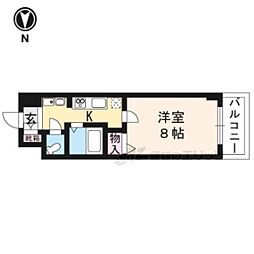 ロイヤルシティー西大路 1Kの間取図画像