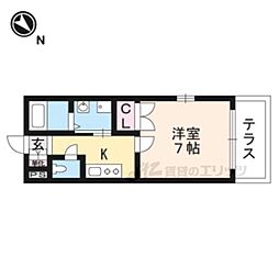 フォルジェ嵐山 1Kの間取図画像