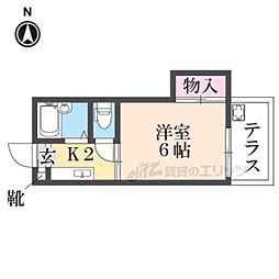 メガロンフィリア 1Kの間取図画像