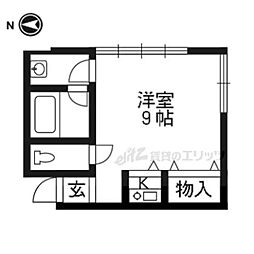 トスト長楽館 1Kの間取図画像