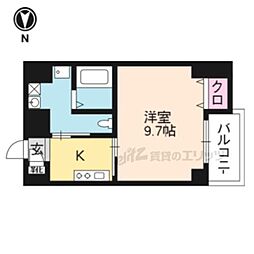 ヴェルデ御所東 1Kの間取図画像