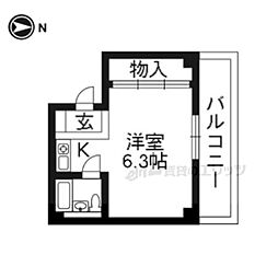エクセレントビル夷川 ワンルームの間取図画像