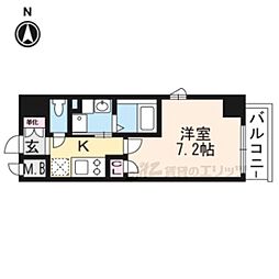エスカーサ京都四条梅津 1Kの間取図画像