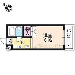 アルティ紫野 1Kの間取図画像