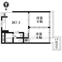 友禅ハイツ 2DKの間取図画像