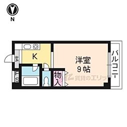 カーメル北野 1Kの間取図画像