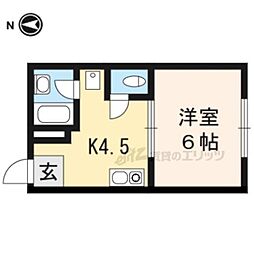 ル・ヴェール桂 1Kの間取図画像