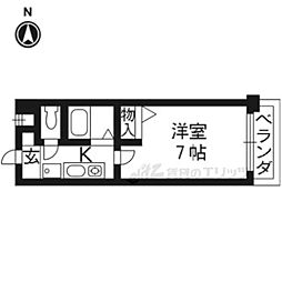 サンパレス紫野 1Kの間取図画像