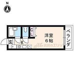 アルス太秦 ワンルームの間取図画像