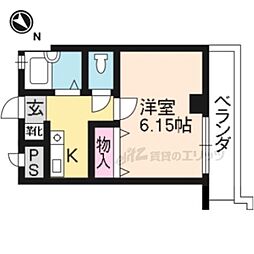 エリーフラッツ 1Kの間取図画像