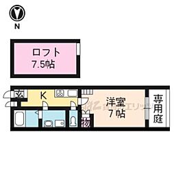 プラスワン衣笠 1Kの間取図画像
