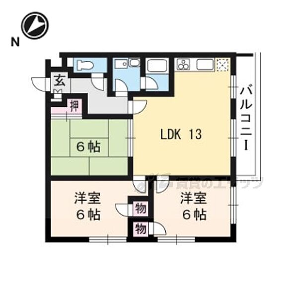 京都府京都市西京区桂浅原町(賃貸マンション3LDK・3階・65.61㎡)の写真 その2