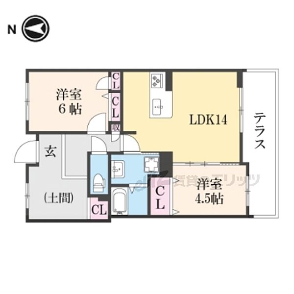 パインフィールド洛西 505｜京都府京都市右京区西院四条畑町(賃貸マンション2LDK・5階・62.70㎡)の写真 その2