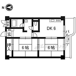 パールハイツイナリ 2DKの間取図画像