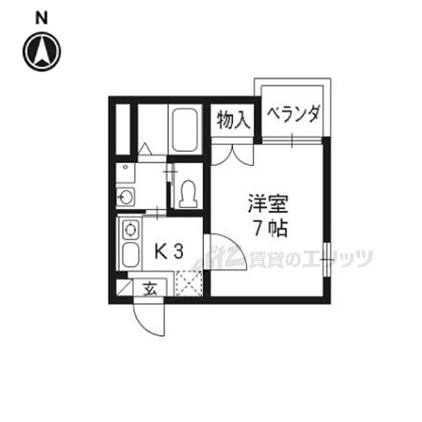 アブティール桂西口 2-B｜京都府京都市西京区川島玉頭町(賃貸マンション1K・2階・22.33㎡)の写真 その2