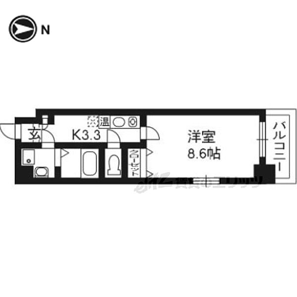 京都府京都市右京区梅津堤下町(賃貸マンション1K・3階・27.00㎡)の写真 その2