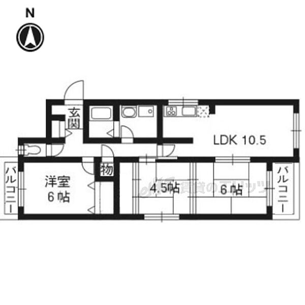 ヴェルデ三番館 309｜京都府京都市西京区山田北山田町(賃貸マンション3LDK・3階・66.17㎡)の写真 その2