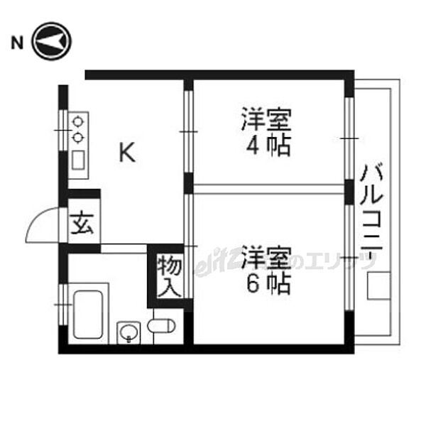 久保町小堀マンション 505｜京都府京都市伏見区竹田久保町(賃貸マンション2K・5階・29.00㎡)の写真 その2