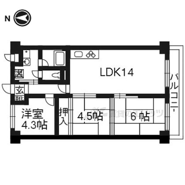 京都府京都市南区久世殿城町(賃貸マンション3LDK・5階・61.80㎡)の写真 その2