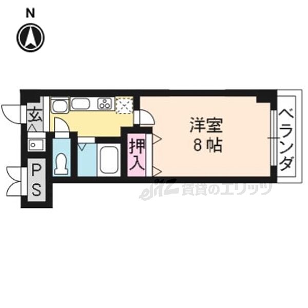 ヴィランセンワアネックス 405｜京都府京都市伏見区竹田西段川原町(賃貸マンション1K・4階・25.60㎡)の写真 その2